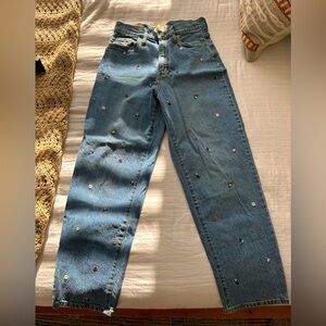 Universal Thread Jeans with Embroidered Flowers